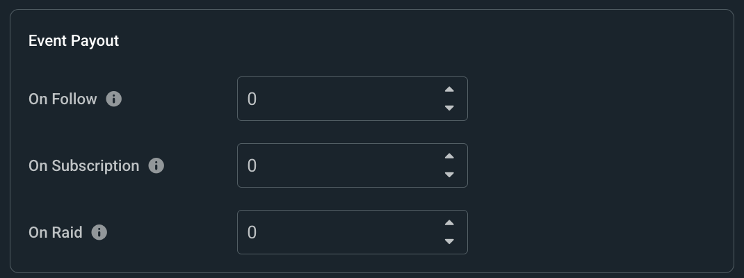 Event Payout options for loyalty points Cloudbot